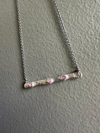 Image 3 of sterling silver and pink sapphire bar necklace