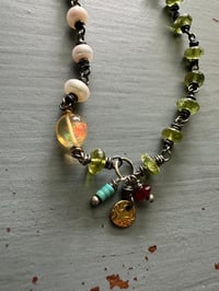 Image 3 of bohemian pearl and gemstone 22k gold charm bracelet