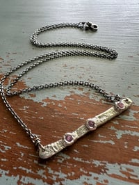 Image 5 of sterling silver and pink sapphire bar necklace