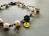 Image 3 of bohemian pearl and imperial topaz 22k gold charm bracelet