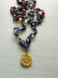 Image 1 of luxe iolite and ruby gemstone necklace with 22k gold pendant