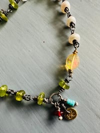 Image 6 of bohemian pearl and gemstone 22k gold charm bracelet