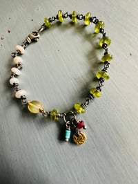 Image 7 of bohemian pearl and gemstone 22k gold charm bracelet