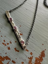 Image 9 of sterling silver and pink sapphire bar necklace