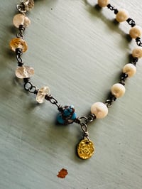 Image 7 of bohemian pearl and imperial topaz 22k gold charm bracelet