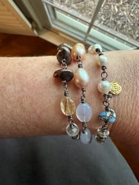 Image 8 of bohemian pearl and imperial topaz 22k gold charm bracelet