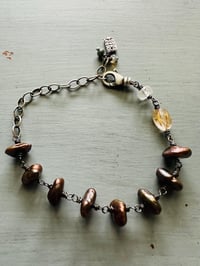 Image 1 of beautiful brown pearl charm bracelet