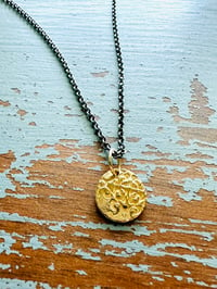 Image 1 of 14k gold Tudor rose pendant necklace