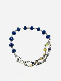 Image 1 of sterling silver bohemian lapis and opal double strand bracelet