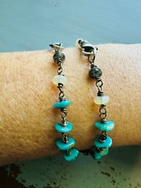 Image 5 of bohemian turquoise and sterling silver charm bracelet