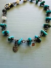 Image 7 of bohemian turquoise and sterling silver charm bracelet