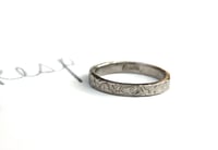 Image 1 of 3mm 18k white gold wedding band with engraved vines