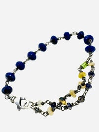 Image 5 of sterling silver bohemian lapis and opal double strand bracelet