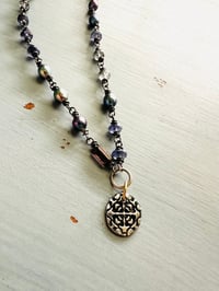 Image 7 of pretty peacock pearl and iolite necklace with sterling silver xo charm