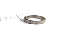 Image 3 of 3mm 18k white gold wedding band with engraved vines