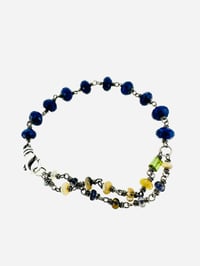 Image 6 of sterling silver bohemian lapis and opal double strand bracelet