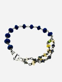 Image 7 of sterling silver bohemian lapis and opal double strand bracelet