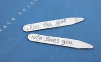 Image 1 of sterling silver collar stays with hand engraved love note