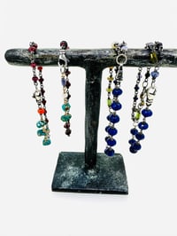 Image 8 of sterling silver bohemian lapis and opal double strand bracelet