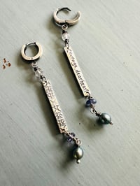 Image 1 of CS Lewis sterling silver charm earrings with pearls and gemstones