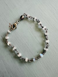 Image 6 of solstice rainbow moonstone and peacock pearl bracelet