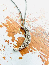 Image 1 of sterling silver crescent moon necklace with sapphires