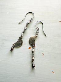 Image 3 of gemstone and sterling silver crescent moon dangle earrings