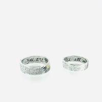 Image 6 of sterling silver rising sun wedding band set . engraved silver and gold wedding rings