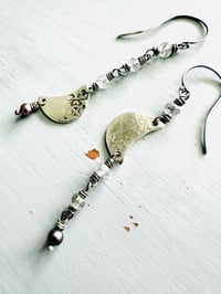 Image 4 of gemstone and sterling silver crescent moon dangle earrings