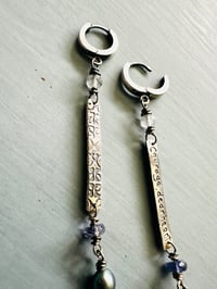 Image 5 of CS Lewis sterling silver charm earrings with pearls and gemstones