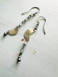 Image 5 of gemstone and sterling silver crescent moon dangle earrings