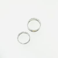 Image 8 of sterling silver rising sun wedding band set . engraved silver and gold wedding rings
