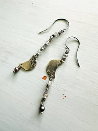 Image 6 of gemstone and sterling silver crescent moon dangle earrings