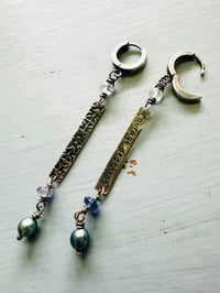 Image 6 of CS Lewis sterling silver charm earrings with pearls and gemstones