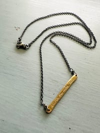 Image 6 of 14k yellow gold bar necklace with handwritten quote