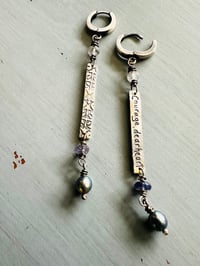 Image 7 of CS Lewis sterling silver charm earrings with pearls and gemstones