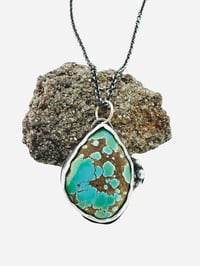 Image 1 of Sierra Nevada turquoise necklace with sterling silver pearl details