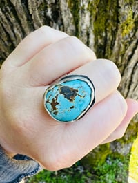 Image 1 of Sierra Nevada turquoise ring with engraved LOTR Tolkien quote