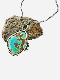 Image 2 of Sierra Nevada turquoise necklace with sterling silver pearl details