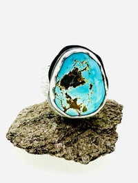 Image 2 of Sierra Nevada turquoise ring with engraved LOTR Tolkien quote