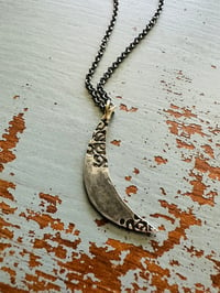 Image 1 of sterling silver moon necklace with happy inscription