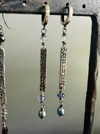 Image 9 of CS Lewis sterling silver charm earrings with pearls and gemstones