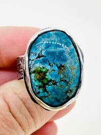 Image 4 of dreamer turquoise ring with engraved Fitzgerald quote band