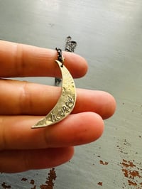 Image 2 of sterling silver moon necklace with happy inscription