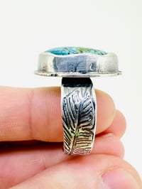 Image 5 of dreamer turquoise ring with engraved Fitzgerald quote band