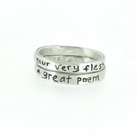 Image 1 of sterling silver your very flesh whitman quote ring set