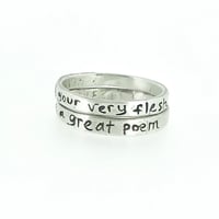 Image 1 of sterling silver your very flesh whitman quote stacking ring set