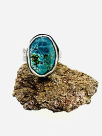 Image 6 of dreamer turquoise ring with engraved Fitzgerald quote band