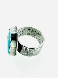 Image 8 of Sierra Nevada turquoise ring with engraved LOTR Tolkien quote