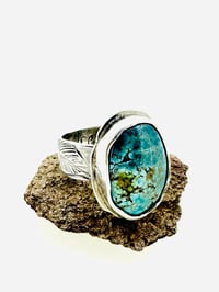 Image 8 of dreamer turquoise ring with engraved Fitzgerald quote band